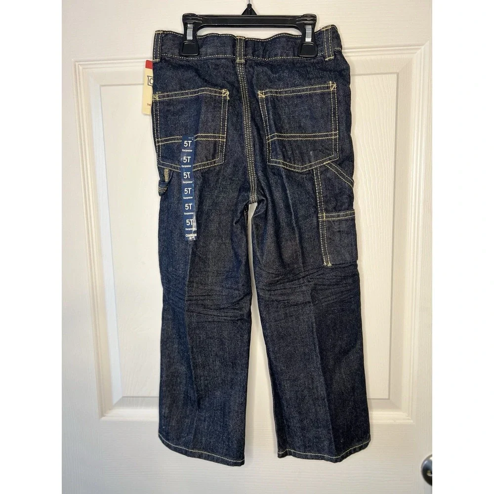 OshKosh B'gosh Carpenter Jeans Kids 5T Dark Blue NEW E-Z Adjust Waist Utility